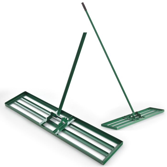 Грабля-рівнялка для газону з ергономічною ручкою 170 см, металеві граблі преміум-класу для догляду за газоном (91 см x 25 см), зелені