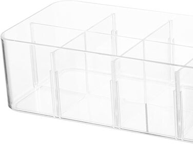 Органайзер для білизни, коробка для зберігання шкарпеток, 8 відділень, прозорий пластик, штабелюваний контейнер для дому, спальні, шафи, організації, матеріал PS, 270 x 130 x