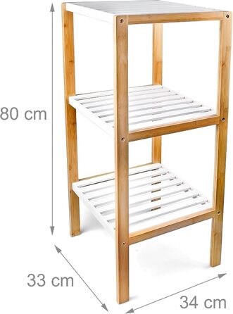 Полиця Relaxdays, бамбук, білий, 80 x 33 x 34 см, натуральна полиця, одинарна