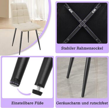 Обідні стільці, комплект із 6 шт. , м&39які стільці з високою спинкою та лляним дизайном, обідні стільці з металевою основою, для їдальні, вітальні, кухні, спальні та вітальні, бежевий