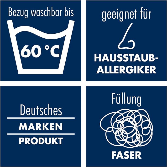 Подушка Irisette Noblesse - Зроблено в Німеччині - Подушка зі знімним чохлом з чистої бавовни, 40 x 80 см, сертифікована Oeko-Tex