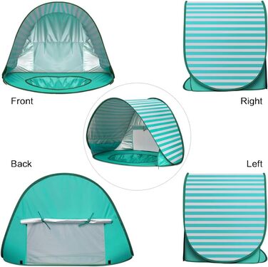 Дитячий пляжний намет, розкладний дитячий пляжний намет, портативний затінений басейн, захист від ультрафіолету, сонцезахисний намет для малюків, пляжний намет, дитячий басейн зеленого кольору