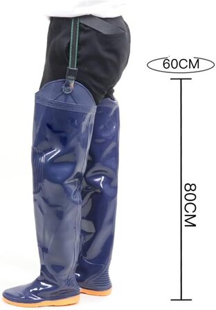 Водонепроникні багатоцільові рибальські, польові, дощовики, легкі м&39які ПВХ-боти 80 см з підошвою, чоловічі та жіночі, сині, розмір 45