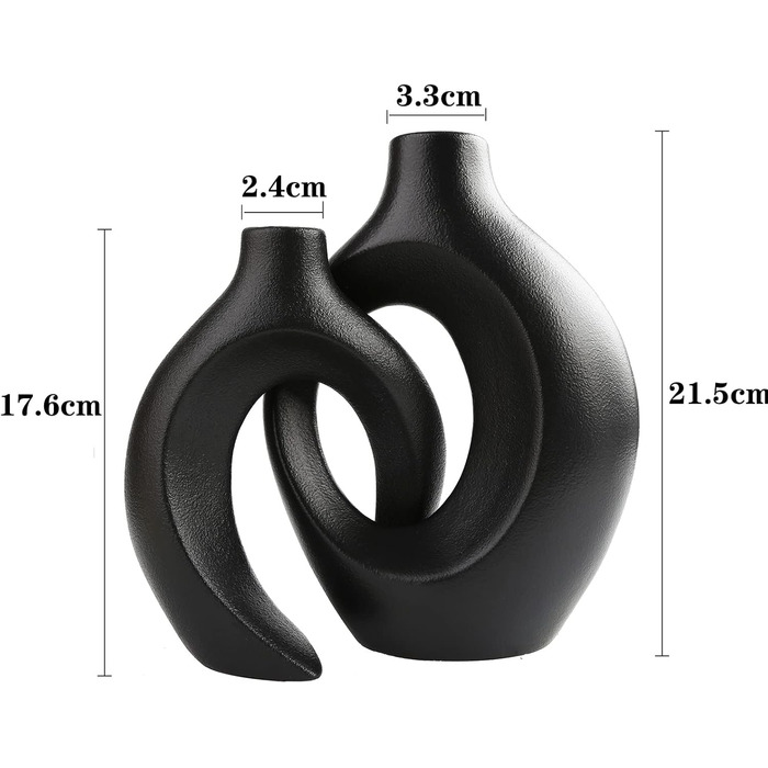Ваза чорна матова, Керамічна ваза для пампасної трави, Ваза Скандинавська кільцева форма Сучасний декор, Квіткова ваза Прикраса ві