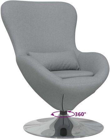 Крісло-яйце світло-сіре 63 x 73 x 90 см Тканина, Вітальня, Сучасне обертове крісло-яйце, Стильні меблі для дому, Елегантне крісло для відпочинку та комфортне рішення