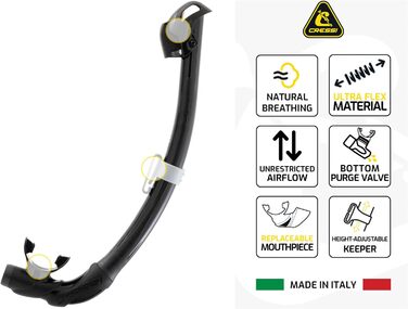 Набір для підводного плавання Cressi Big Eyes Seal Dry Snorkel Set для дорослих, преміальна маска для дайвінгу з панорамним видом, силіконове ущільнення, запатентовані лінзи для огляду вниз та суха трубка для легкого дихання, один розмір, чорний/чорний