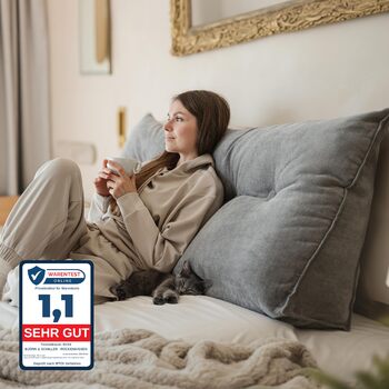 Подушка для спини Bjrn&Schiller - Подушка для читання для ліжка та дивана, клиноподібна подушка, подушка для спини на стіну, подушка для сидіння, настінна подушка, велика з чохлом, який можна прати (сіра, 140 см) сіра 140 см