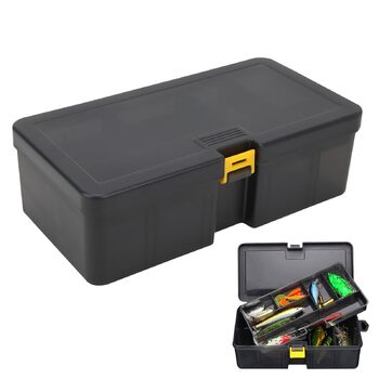 Пластикова коробка для приманки великої місткості, двошарова коробка для приманки, рибальська коробка зі знімним відділенням, багатофункціональний футляр для зберігання рибальських аксесуарів, міцна та довговічна, k