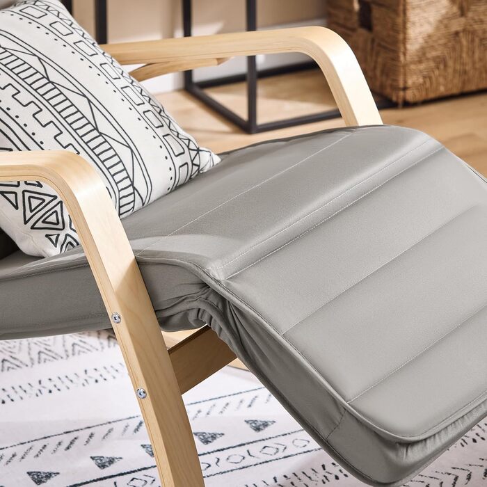 Крісло-гойдалка SoBuy з подушкою, крісло-гойдалка з підголівником та регульованою підставкою для ніг, відкидне крісло - сіре FST16-DG темно-сіре