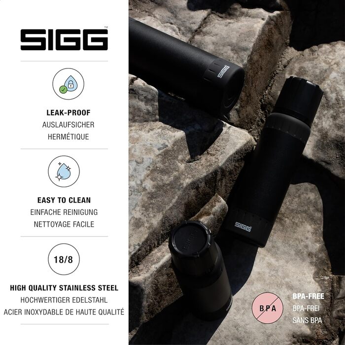 Ізольована пляшка для води Термос Alpine Star Black з чашкою Зберігає напої гарячими 20 годин, холодними 72 години Компактна та міцна Герметична Без BPA Для активного відпочинку, кемпінгу та походів Чорна 0,75 л (750 мл)