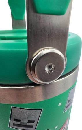 Дорожня кружка HOX Minecraft, кавова кружка з герметичною трубочкою та кришкою, двостінна, вакуумно-ізольована пляшка для води для офісу або автомобіля, зберігає холодну воду 17 годин та гарячу 5 годин, 900 мл, зелена новинка, сучасний дизайн