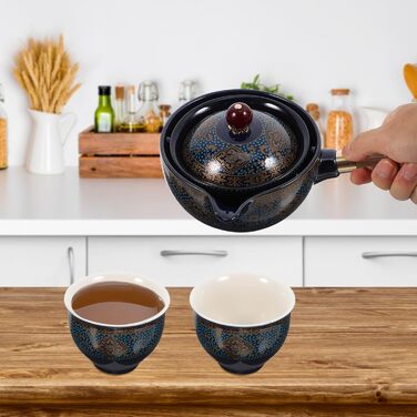 Набір китайського керамічного чайного посуду Toyvian синього кольору з зручною ручкою та легким очищенням, 1 комплект для домашнього чаювання в стилі Кунг Фу для справжньої насолоди чаєм.