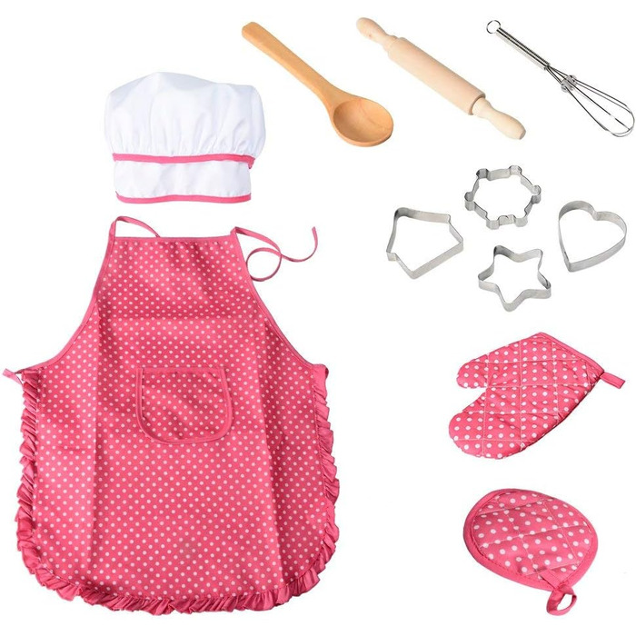 Набір шеф-кухаря NIWWIN, дитячі фартухи, 11 предметів, дитяча кулінарна ігрова кухня, водонепроникна випічка для дівчаток, подарун