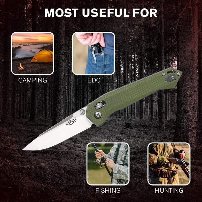 Складний кишеньковий ніж Ganzo Firebird FB7651-GR з нержавіючої сталі 440C Лезо з нержавіючої сталі Ергономічна протиковзка ручка