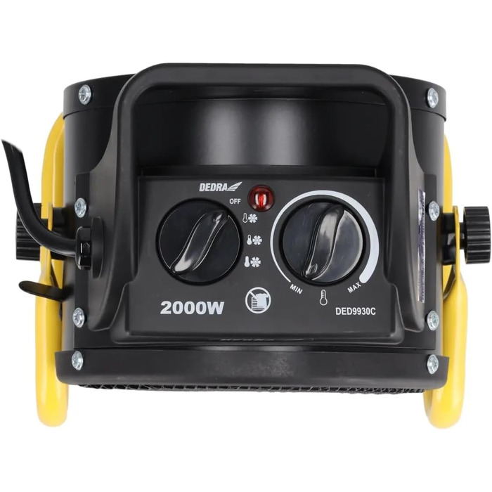 Електричний PTC обігрівач DEDRA 2,0 кВт, круглий, чорний, площа обігріву 20 м, керамічний нагрівальний елемент, для добре ізольованих приміщень, термостат, захист від перегріву, три режими роботи, контроль температури. Площа обігріву 20 м та продуктивніст