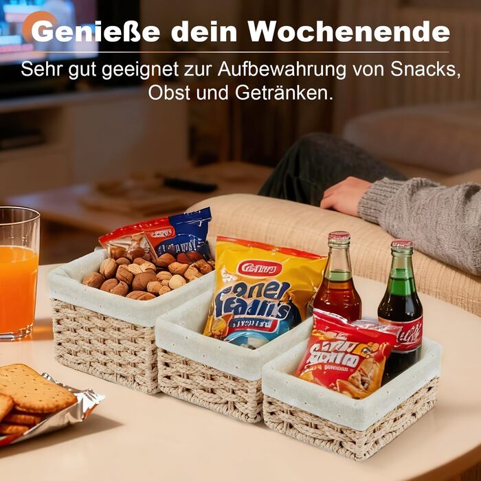 Кошик для зберігання, плетений кошик для хліба, 3 шт., подарунковий кошик, невеликий набір, коробка для зберігання з ротанга з підкладкою, декоративний плетений кошик для хліба для вітальні, подача випічки, хакі