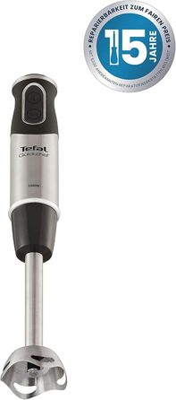 Ручний блендер Tefal HB6588 Quickchef Блендер 1000 Вт 20 безступінчастих швидкостей Функція Turbo 4 леза Powelix в т.ч. мірний стакан 0,8 л Нержавіюча сталь/чорний