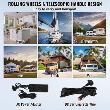 Портативний автомобільний холодильник VEVOR, 12V, 60-літровий портативний морозильник на колесах з однією зоною, регульований від -20 до 20C, компресорний холодильник для дому, на природі, в кемпінгу, в автофургоні, в автомобілі, 60 л