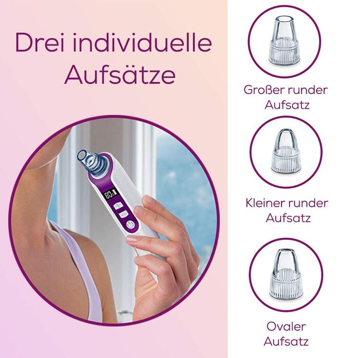 Очищувач пор, електричний засіб для глибокого очищення пор, 5 рівнів інтенсивності та 3 окремі насадки, підходить для всіх типів шкіри, (1 упаковка) Одноразова, 41