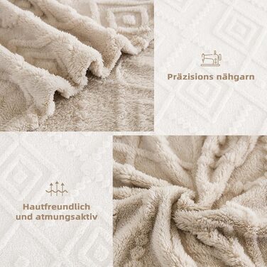 ПОСТІЛЬНА БІЛИЗНА WONGS Плюшева ковдра, Пухнаста, 150x200 см, Бежевий, Тепла флісова ковдра, М&39яка ковдра для дивана, Ковдра для ліжка, дивана, офісу, дівчаток, 150x200 см, Бежевий