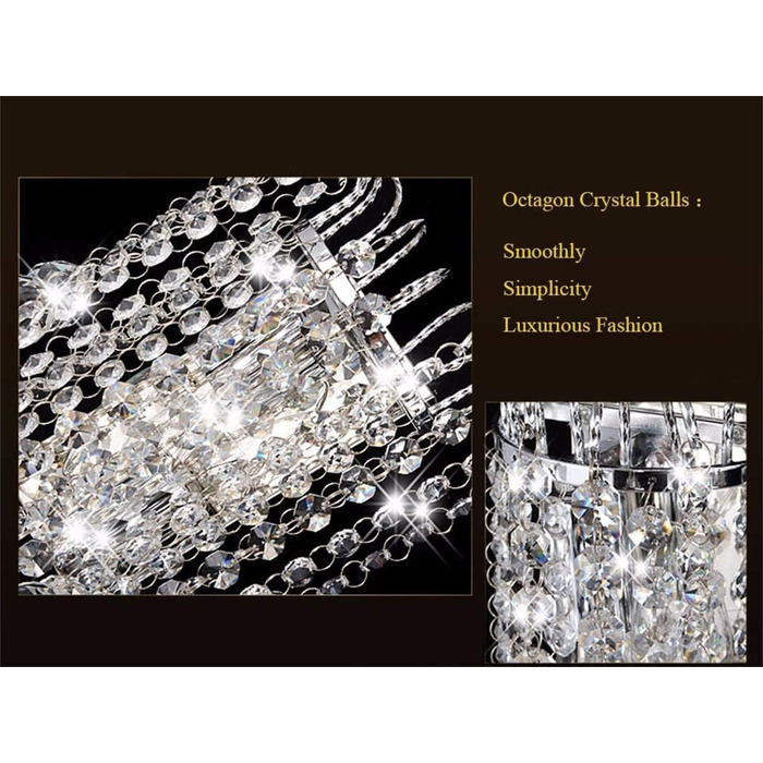 Кришталевий настінний світильник з кришталевими кулями Крапля Декоративний хромований сучасний настінний світильник E14x2 Світильн