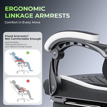 Ігрове крісло Seenda з тканинним кріслом для комп&39ютера з підставкою для ніг та поперековою опорою, регульована висота з підголівником, чорно-сіре