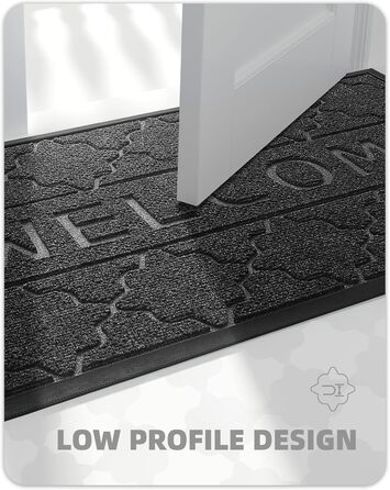 Килимок для входу Color G Welcome, 45x75 см, чорно-сірий, для вулиці, килимок для бруду, що миється, водонепроникний килимок для входу, садовий, чорно-сірий, 45 x 75 см