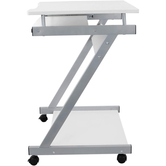 Стіл VASAGLE, комп'ютерний стіл на 4 коліщатках, 2 з яких з гальмами, стіл для ПК, шухляда для клавіатури з плавним ходом, проста