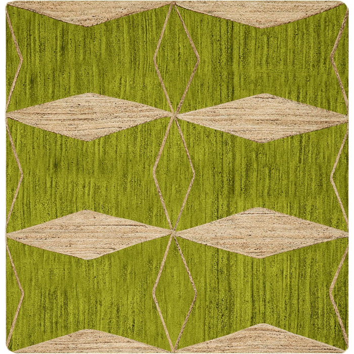 Килимок CASAVANI Kilim, 12 квадратів, бохо-килимок, плетений килимок, зелений / бежевий, джутовий килимок, пилосос, ручне ткацтво,