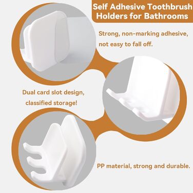 Тримач для зубної щітки з 2 шт. Настінний тримач для чашки для зубної щітки без свердління, водонепроникний тримач для зубної щітки Самоклеючий тримач для електричної зубної щітки, для настінного кріплення Ванна кімната Кухня Вітальня