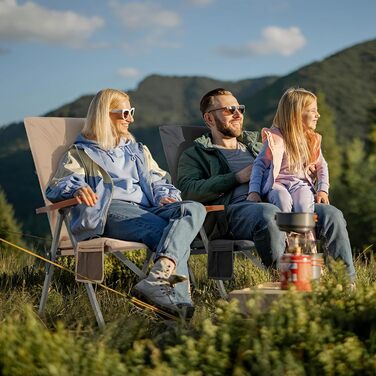 Складаний кемпінговий стілець Homecall, вантажопідйомність 150 кг, розкішний складний кемпінговий стілець з високою спинкою та 3 регульованими положеннями, товщина м&39якої підкладки 4,5 см, рибальський стілець для саду, балкону, кемпера (1, темно-сірий) 