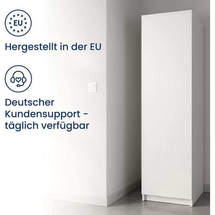 Домашня колекційна шафа, багатофункціональна шафа, біла, ширина 50 см, висота 180 см, з вішалкою для одягу та додатковим відділенням, органайзер для гардеробу з МДФ, 180 x 50 x 50 см (В x Ш x Г), білий