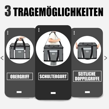 Велика сумка-холодильник 48 л, велика складна сумка-холодильник на 65 банок з верхнім відкриттям, водонепроникна ізольована сумка для покупок XXL, ідеально підходить для поїздок, пікніків, кемпінгу, походів, пляжу, темно-сіра
