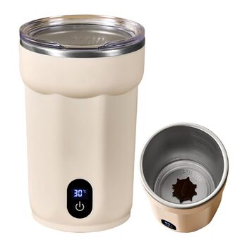 Кавова чашка Generico з автоматичним помішуванням, 300 мл, нержавіюча сталь, багаторазова, з кришкою, для напоїв, таких як молоко, для дому, офісу, подорожей та кемпінгу на природі