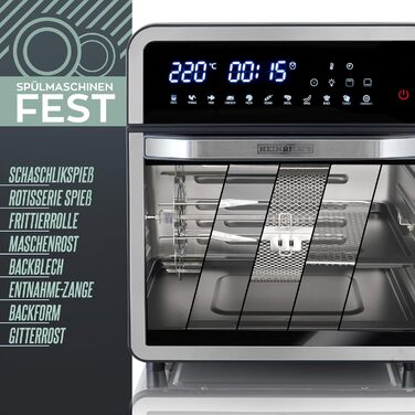 Фритюрниця HEINRICHS з цифровим світлодіодним дисплеєм Сенсорний РК-дисплей, 11 програм 1800 Вт фритюрниці без олії Фритюрниця Функція таймера фритюрниці Heinrich (14L XXXXXL)