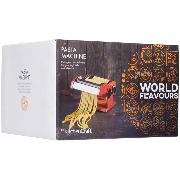 Машина для пасти KitchenCraft World of Flavours з нержавіючої сталі в подарунковій коробці, червона
