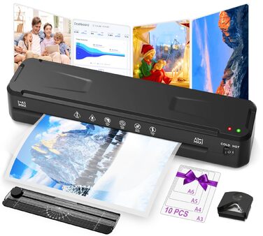 Ламінатор MAXDONE A3, ламінатор, 2-рулонна система з різаком для паперу та закруглювачем кутів, гарячий та холодний ламінатор, гладкий без бульбашок, ламінатор для фотодокументів форматів A3 A4 A5 A6 у школі, офісі FNL012