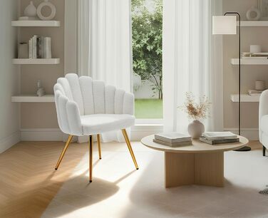 Крісло Chairus зі штучного хутра для вітальні, сучасне м&39яке крісло з металевими ніжками, розслаблююче крісло для спальні та балкону (біле)