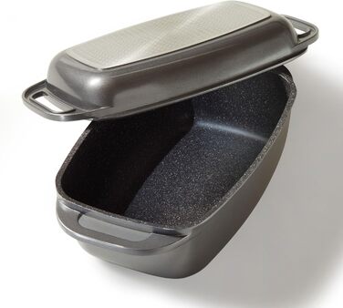 Лита алюмінієва жаровня з кришкою 43x26 см, 7,8 л Індукційна духовка безпечна для всіх типів плит, кришку можна використовувати як