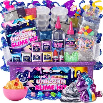 Оригінальний канцелярський набір Cosmic Shimmer Unicorn Set, -fun - для дівчаток з веселими доповненнями для створення слизу, що світиться в темряві, та багато іншого