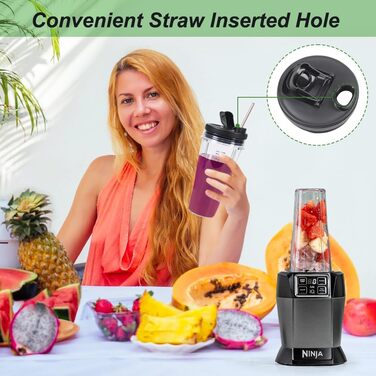 Запчастини для блендера GINOYA для кухонного комбайна та блендера Ninja CB350EU BN800EU BN750EU BN650EU BN495EU CB100EU, чашки 2 шт. з рукавами, сумісні з блендером Ninja