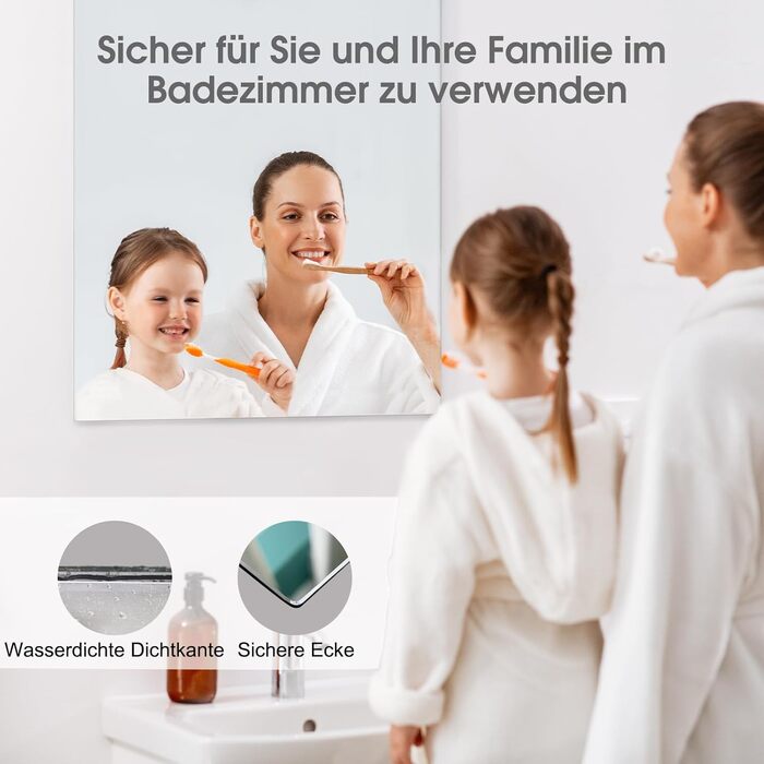 Інфрачервоний обігрівач дзеркала з термостатом, 580 Вт - Інфрачервоний обігрівач дзеркала - Інфрачервоний настінний обігрівач з пультом дистанційного керування - Електричний обігрівач, нагрівальна панель, радіатор - Дзеркало для ванної кімнати 100x60 см, 