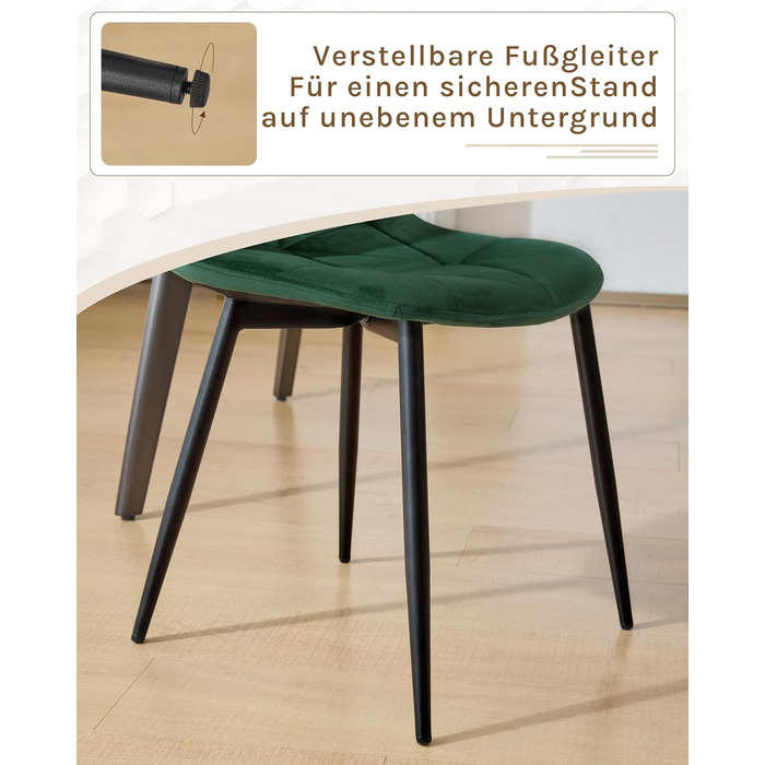 Обідні стільці Lestaraiin, комплект з 4 шт. зі спинкою, для їдальні, кухні, вітальні, м&39які кухонні стільці з оксамитовою оббивкою, виготовлені з металу, ергономічний дизайн, темно-зелений.