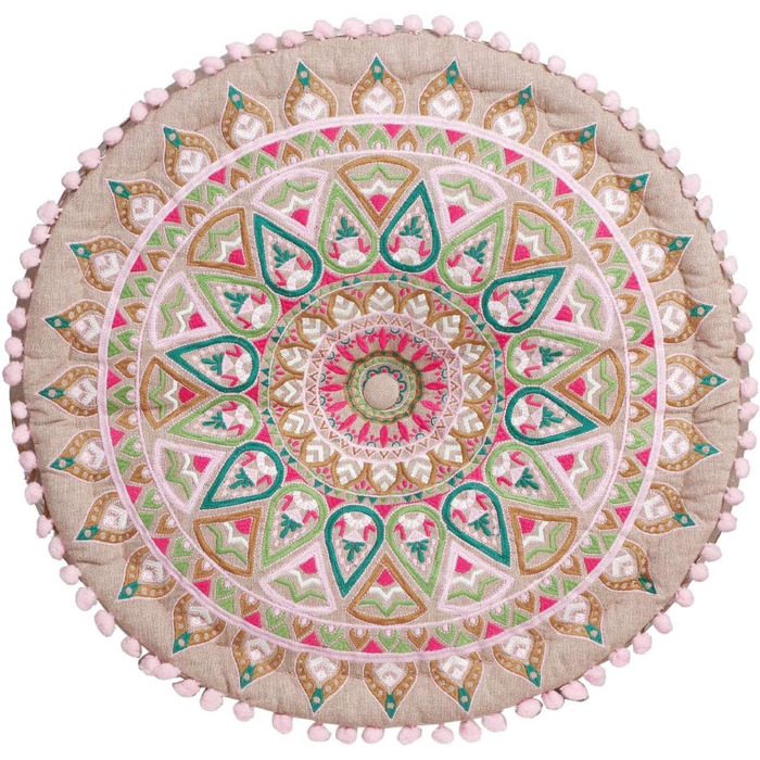 Круглий бавовняний пуф/табурет -1- ø 50 см з наповнювачем Подушка на підлогу/Подушка на сидіння/Східний стиль Вишитий пуф/Підніжжя/Табурет як східний декор