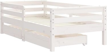 Дитяче ліжко з шухлядами з масиву сосни, 70x140 см, біле, з міцними ламелями та практичним узголів&39ям, 147,5 x 76 x 46,5 см, біле