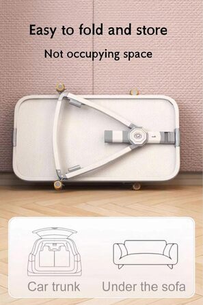 Дитяче ліжечко/дорожнє ліжечко GLOKID 3-в-1, дитячі ліжечка, з колесами, шестирівневе регулювання висоти, колиска, регулювання висоти та нахилу матраца (золотисто-сірий)