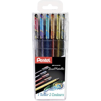 Ручка Pentel Gel Rollerball, металік, райдужна, 1 мм Pochette de 6 різнокольорова