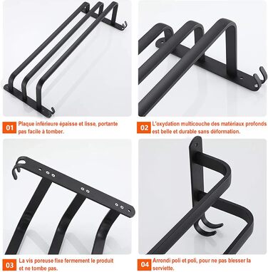 Полотенцесушитель без свердління, чорний, ванна кімната, настінний набір аксесуарів для ванної кімнати, кухонний полотенцесушитель