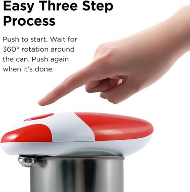 Електричний консервний нож Kitchen Mama V2 - Покращене лезо відкриває будь-яку форму банки, консервний нож без гострих країв, гігієнічний, компактний та бездротовий - Червоний