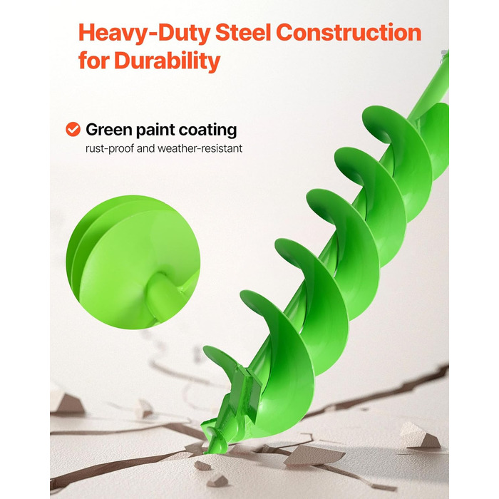 Бур для земляних робіт для дриля, Ø 15x80 см, сумісний з дрилями з внутрішнім діаметром 20 мм, бур для копання ям, садовий бур, насадки для буріння стовпчиків для саду, огорож та міні-екскаваторів